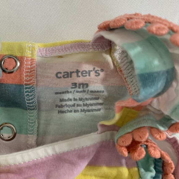 Set of 3 Bodysuits Baby Girl 3 Month Sleeveless Pink Sunshine Rainbow Stripe Dot - Picture 5 of 11